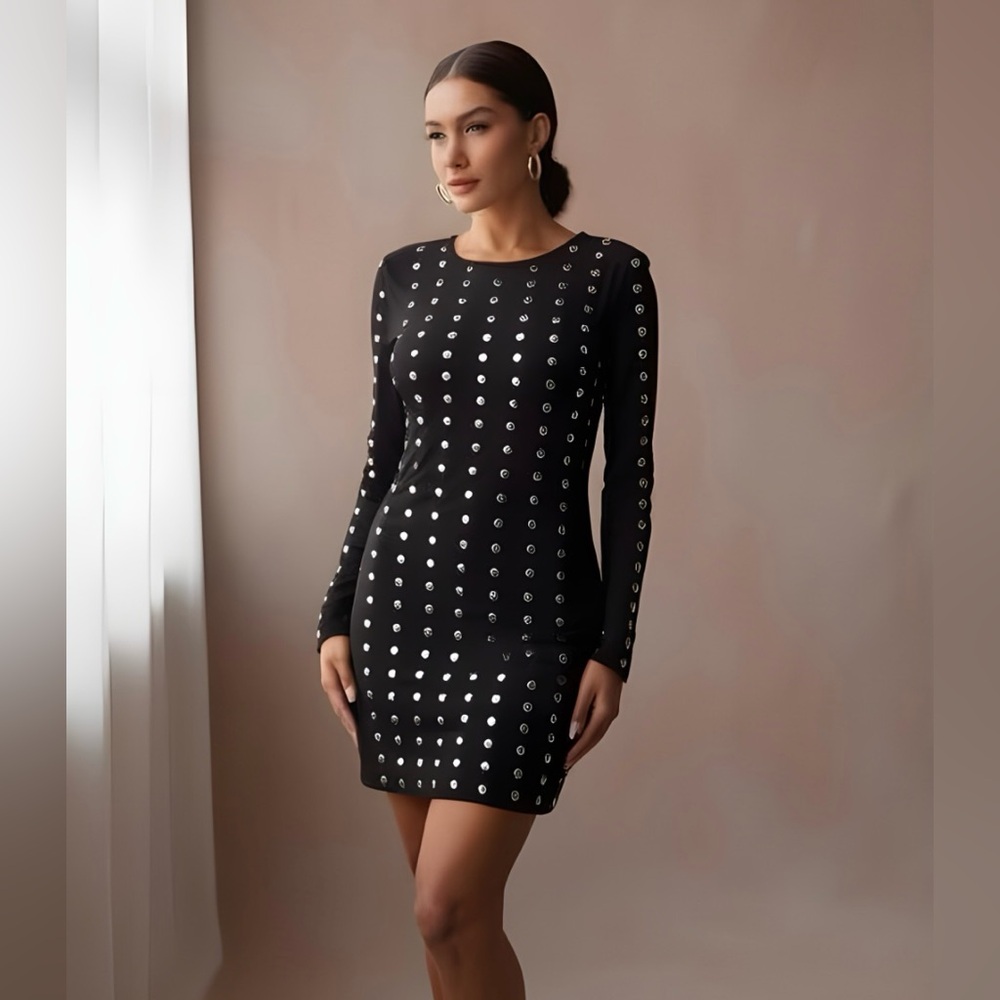 Stunning INC Black Rayon Blend Top Perfect Condition with silver studs. Size S